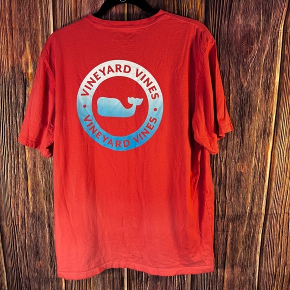 Vineyard Vines Coral Cotton Tee Ombre Whale Size L - Picture 1 of 7